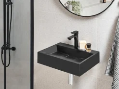 Lavabo sospeso QUENKO 50 x 38 cm Composito minerale Nero