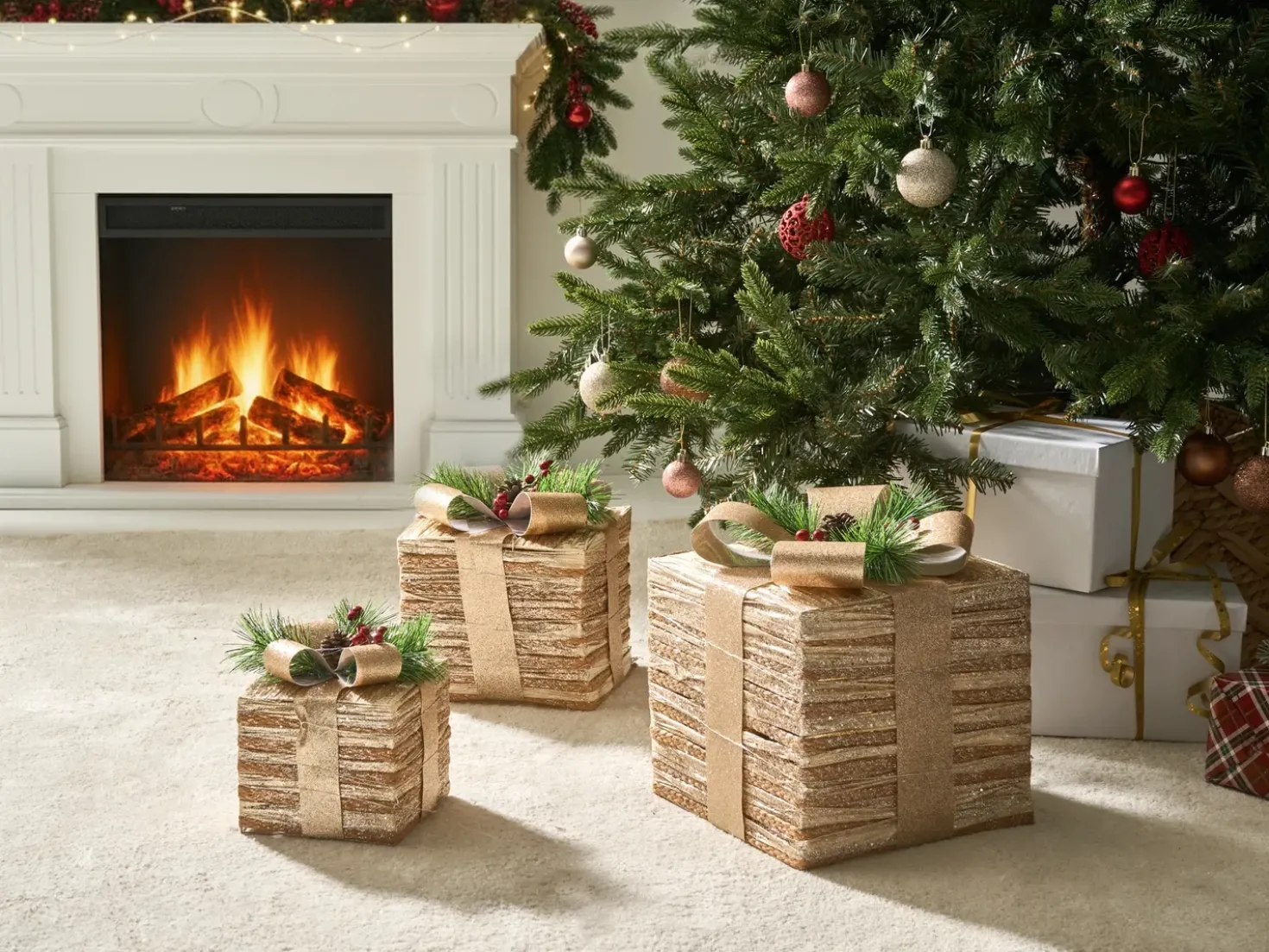 LED TOFTE Regali di Natale 20/25/30 cm Oro
