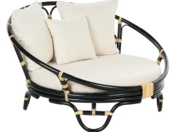 Lettino da giardino ROSSANO Rattan Nero