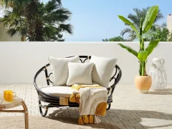 Lettino da giardino ROSSANO Rattan Nero
