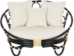 Lettino da giardino ROSSANO Rattan Nero