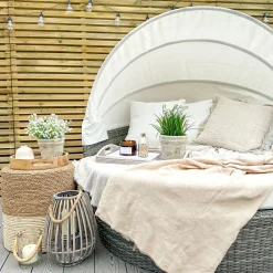 Lettino da giardino SYLT LUX Rattan sintetico (PE) Grigio