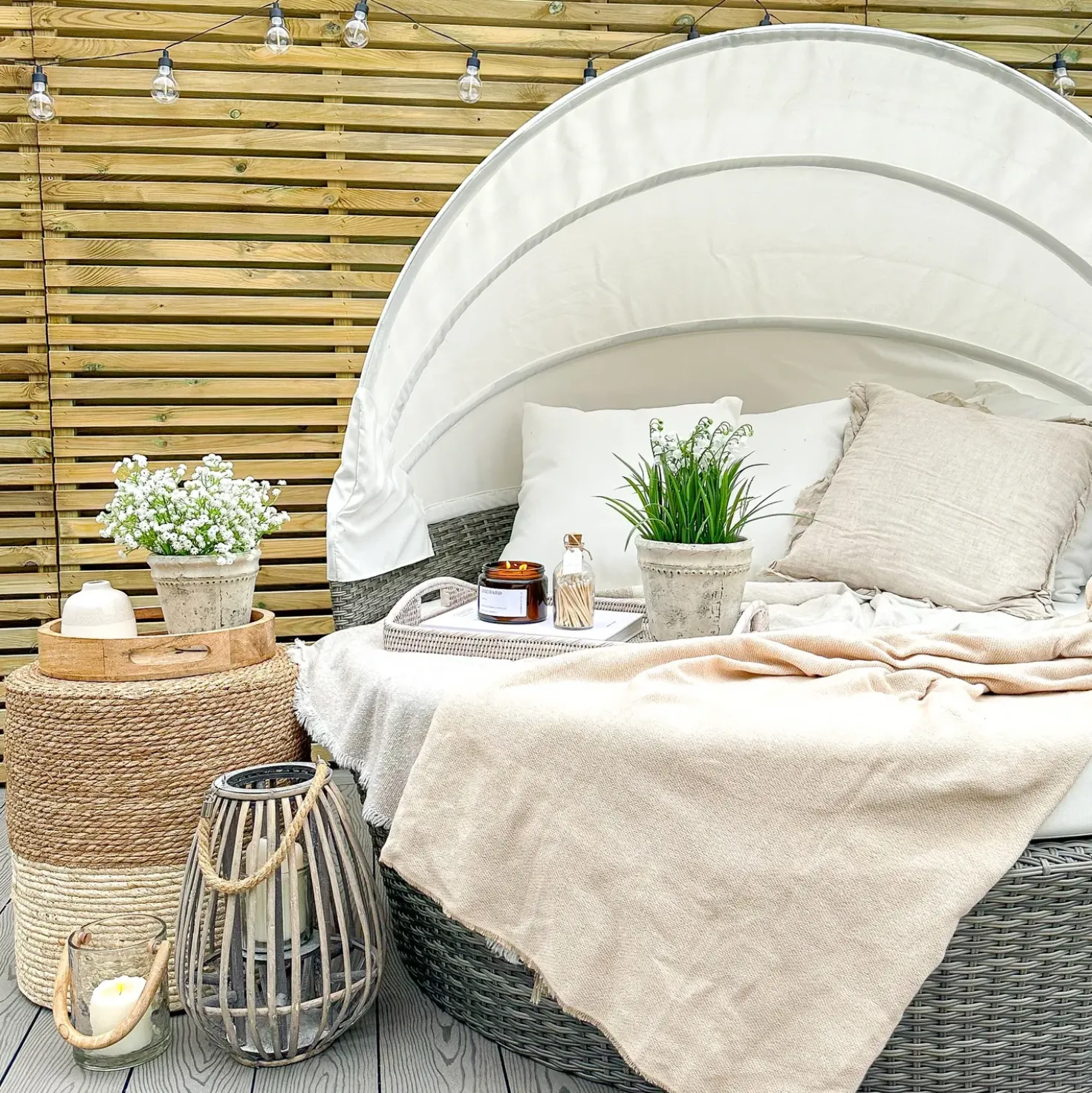 Lettino da giardino SYLT LUX Rattan sintetico (PE) Grigio