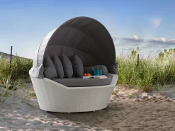 Lettino da giardino SYLT Rattan sintetico (PE) Bianco
