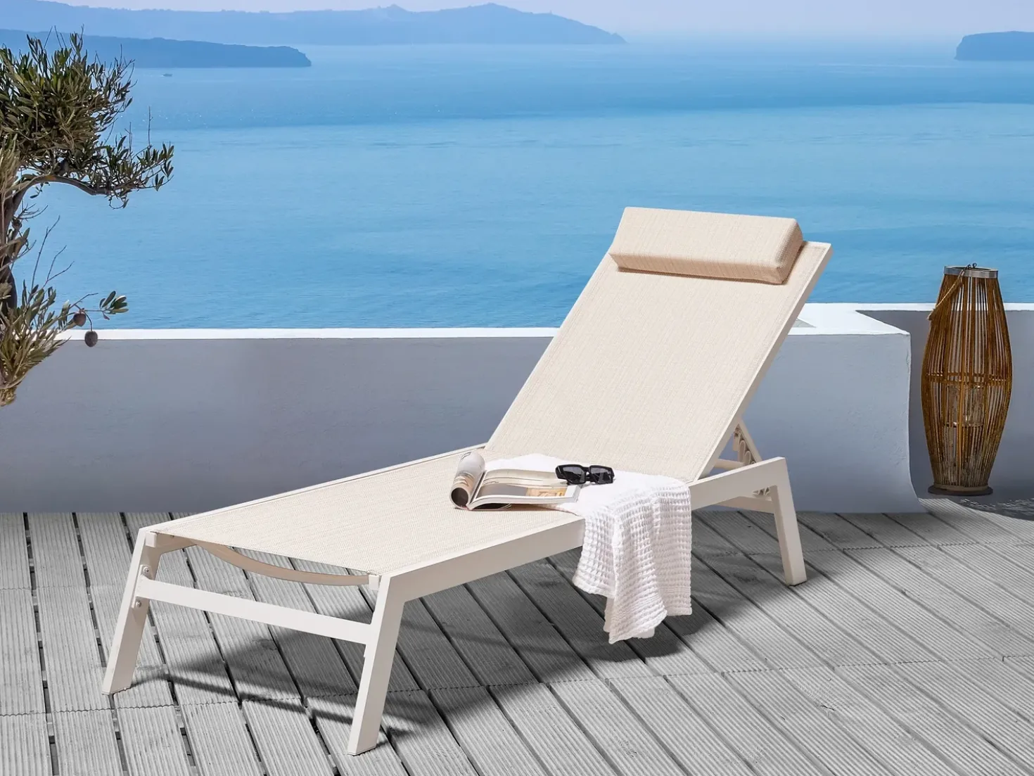 Lettino Prendisole CATANIA Metallo Beige