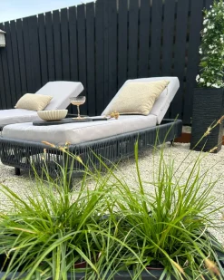 Lettino Prendisole con Cuscino OSINI Rattan sintetico (PE) Grigio