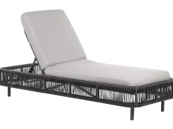 Lettino Prendisole con Cuscino OSINI Rattan sintetico (PE) Grigio