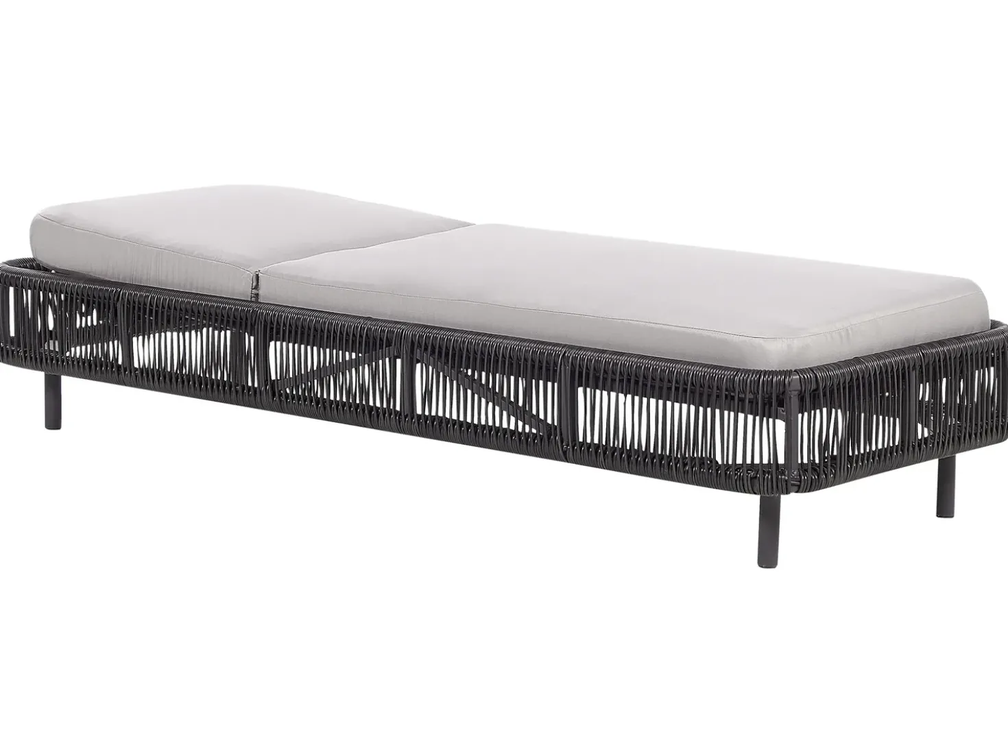 Lettino Prendisole con Cuscino OSINI Rattan sintetico (PE) Grigio