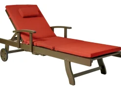 Lettino Prendisole con Cuscino AMANTEA PREMIUM II Legno d'acacia Rosso