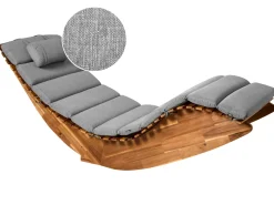 Lettino Prendisole con Cuscino BRESCIA PREMIUM Legno d'acacia Grigio melange