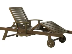 Lettino Prendisole con Cuscino AMANTEA PREMIUM II Legno d'acacia Grigio chiaro