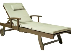 Lettino Prendisole con Cuscino AMANTEA PREMIUM II Legno d'acacia Verde