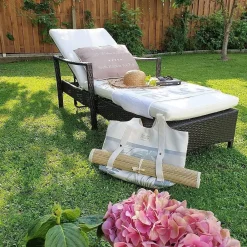 Lettino Prendisole con Cuscino VASTO Rattan sintetico (PE) Marrone