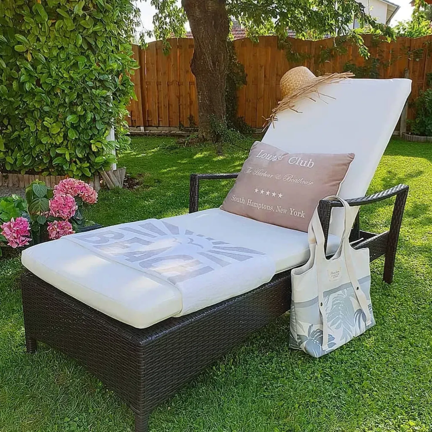 Lettino Prendisole con Cuscino VASTO Rattan sintetico (PE) Marrone