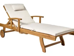 Lettino Prendisole con Cuscino JAVA PREMIUM Legno d'acacia Beige chiaro