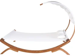 Lettino Prendisole con Cuscino TERAMO Legno di larice Bianco sporco