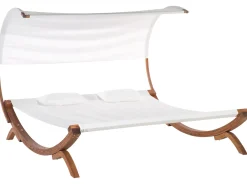 Lettino Prendisole con Cuscino TERAMO Legno di larice Bianco sporco