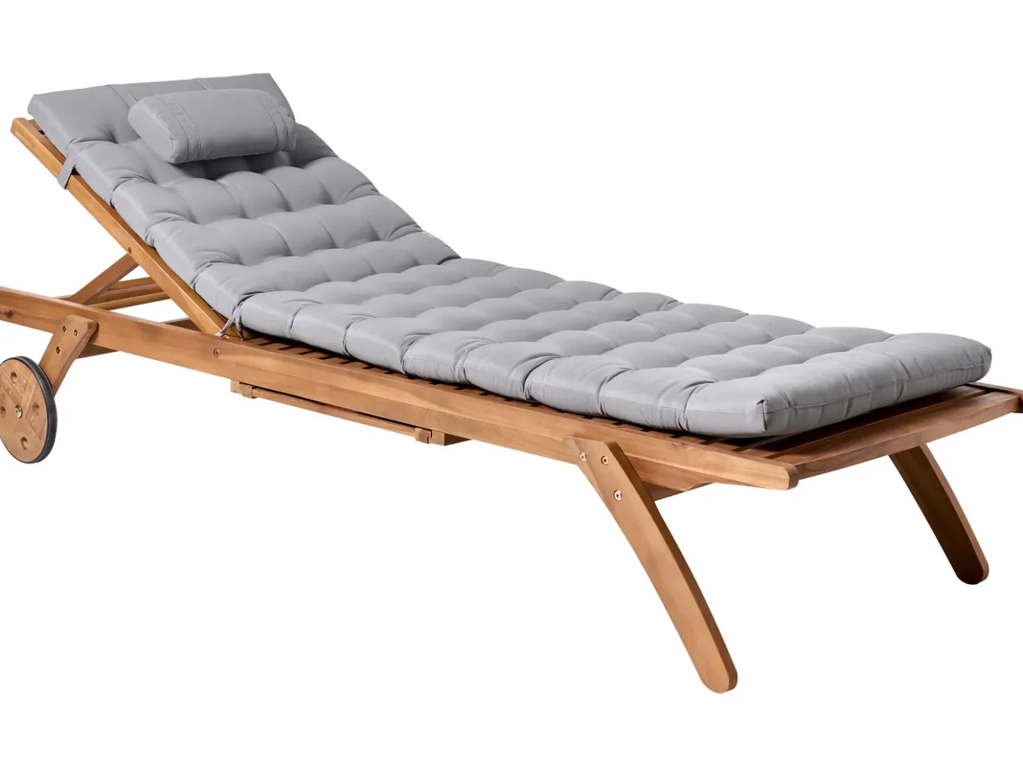 Lettino Prendisole con Cuscino CESANA PREMIUM Legno d'acacia Grigio chiaro
