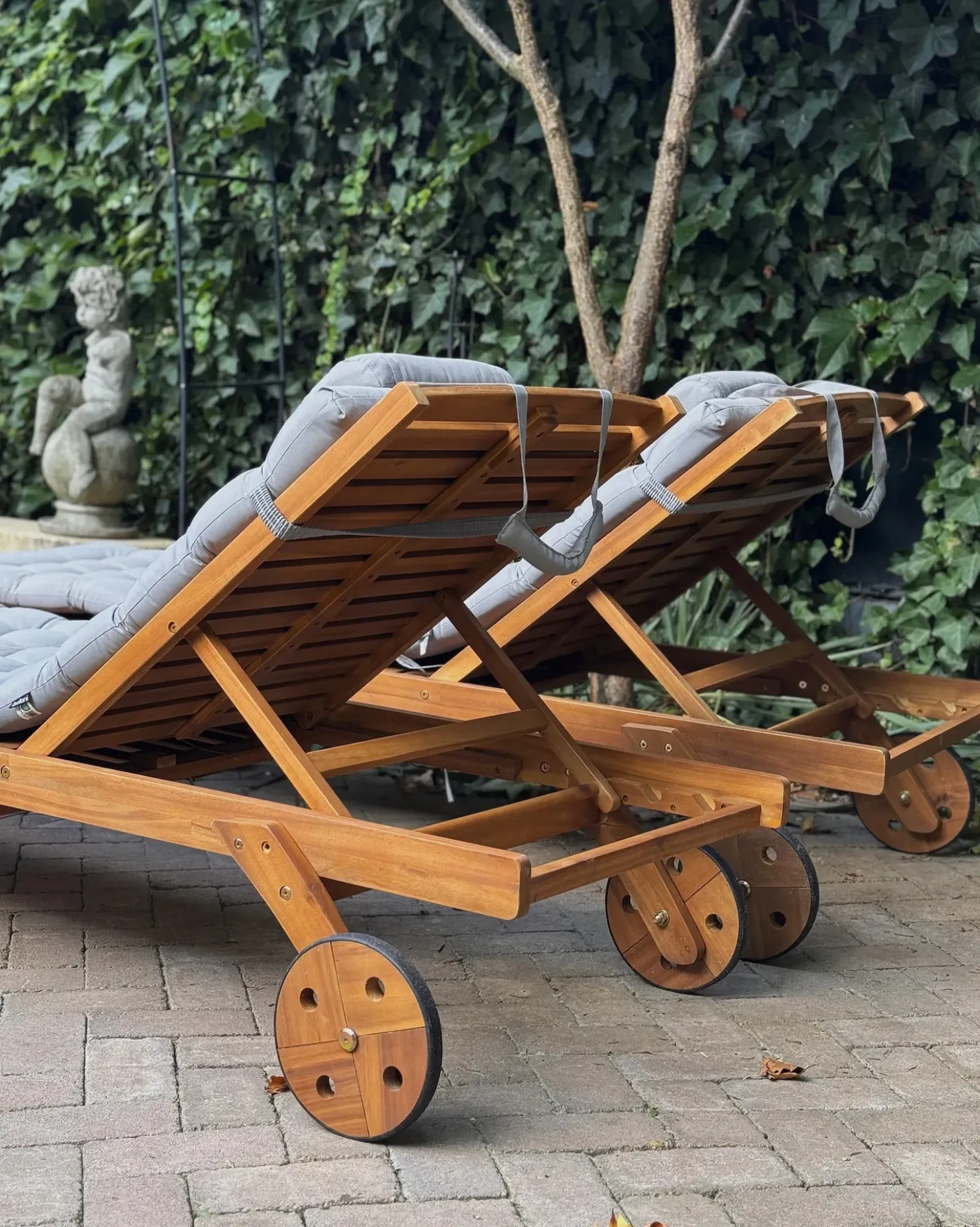 Lettino Prendisole con Cuscino CESANA PREMIUM Legno d'acacia Grigio chiaro