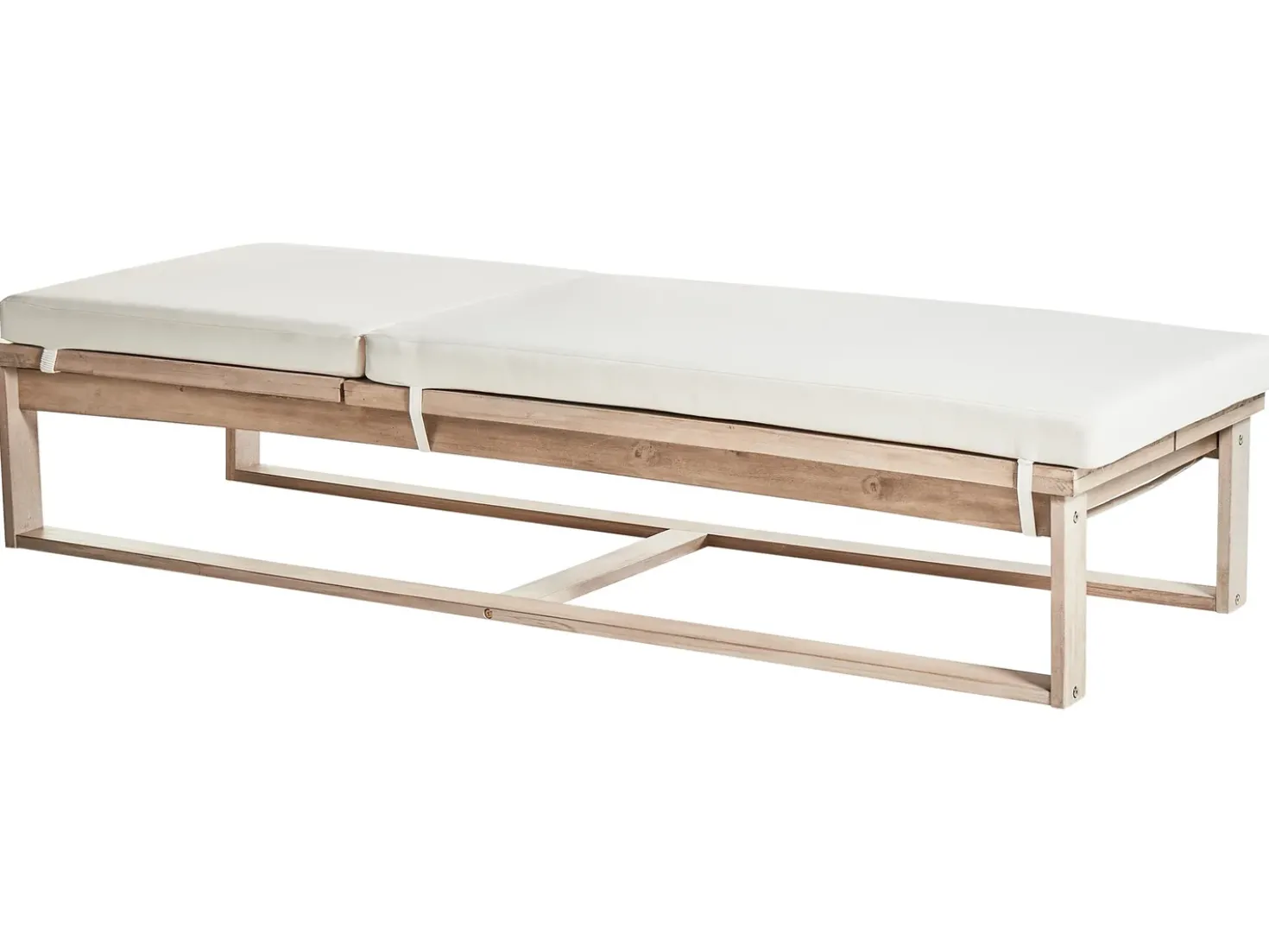 Lettino Prendisole con Cuscino AZZANELLO Legno d'acacia Bianco sporco