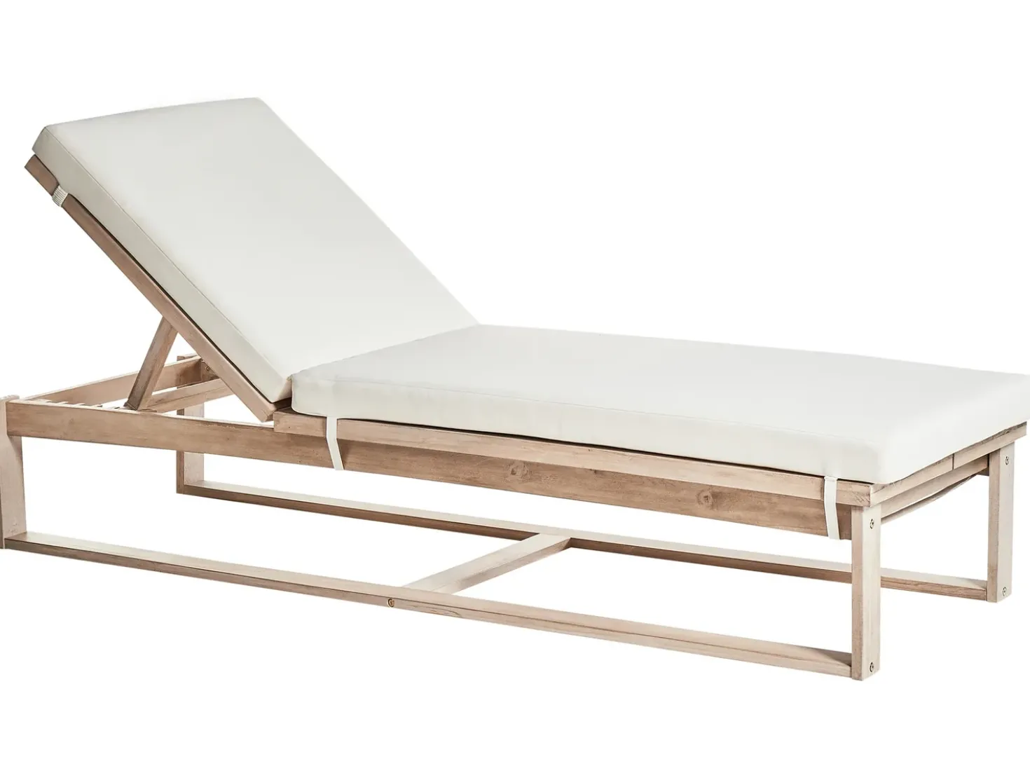 Lettino Prendisole con Cuscino AZZANELLO Legno d'acacia Bianco sporco