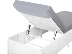 Lettino Prendisole con Cuscino TURIN Rattan sintetico (PE) Bianco