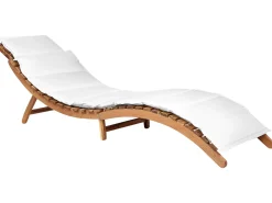 Lettino Prendisole con Cuscino LUINO Legno d'acacia Bianco sporco