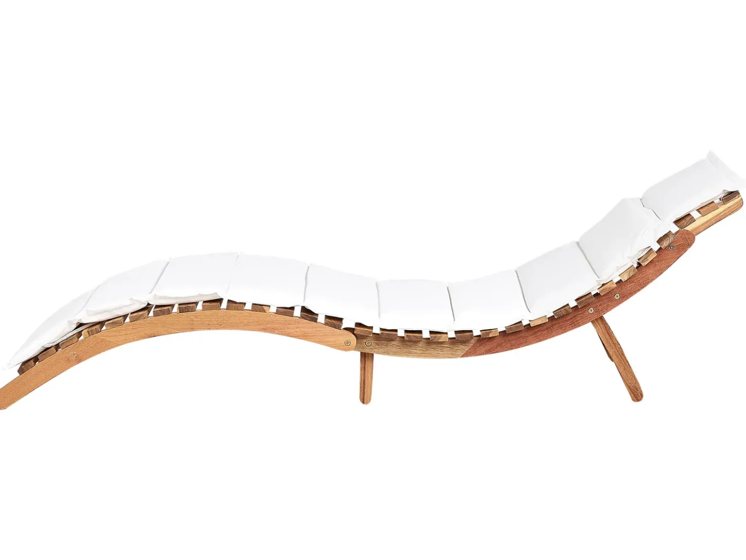 Lettino Prendisole con Cuscino LUINO Legno d'acacia Bianco sporco