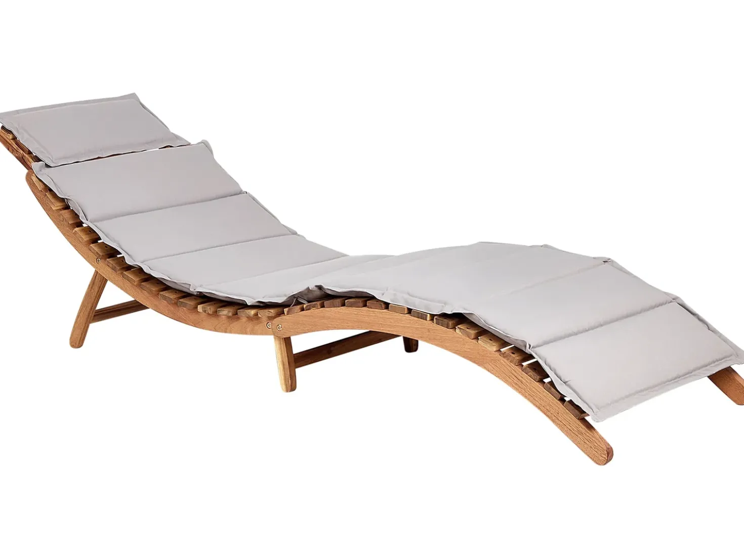 Lettino Prendisole con Cuscino LUINO Legno d'acacia Grigio