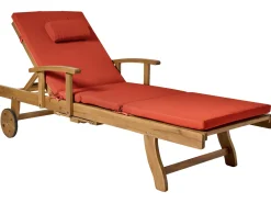 Lettino Prendisole con Cuscino JAVA PREMIUM Legno d'acacia Rosso