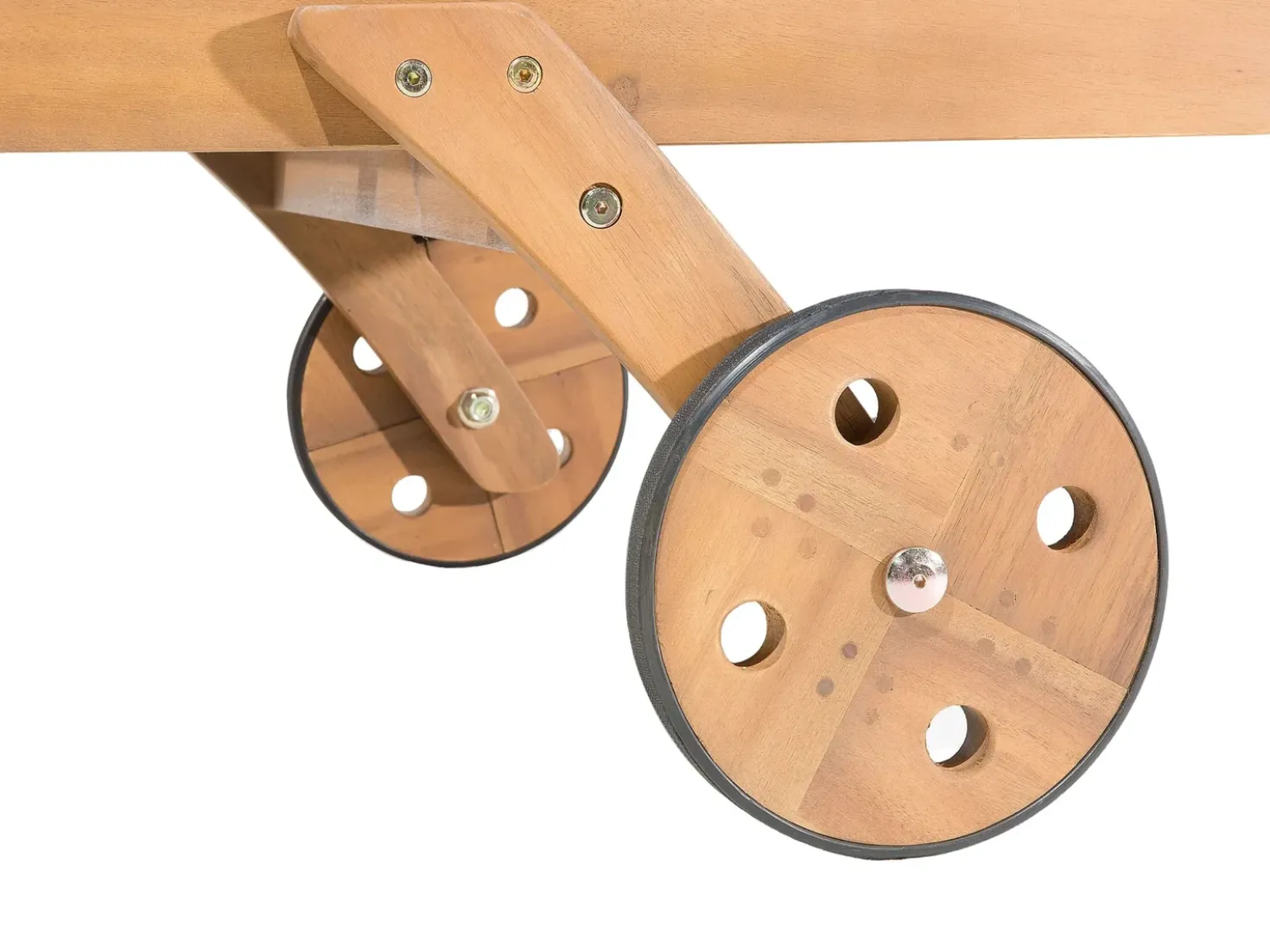 Lettino Prendisole con Cuscino CESANA PREMIUM Legno d'acacia Beige chiaro
