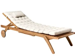 Lettino Prendisole con Cuscino CESANA PREMIUM Legno d'acacia Beige chiaro