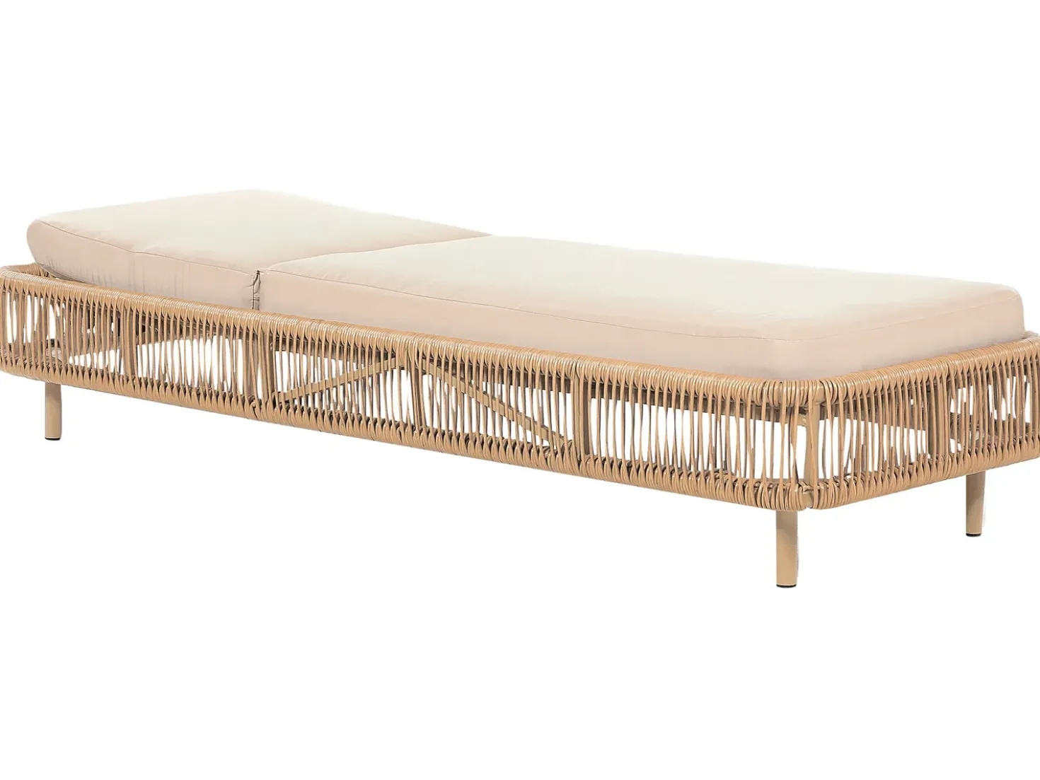 Lettino Prendisole con Cuscino OSINI Rattan sintetico (PE) Beige