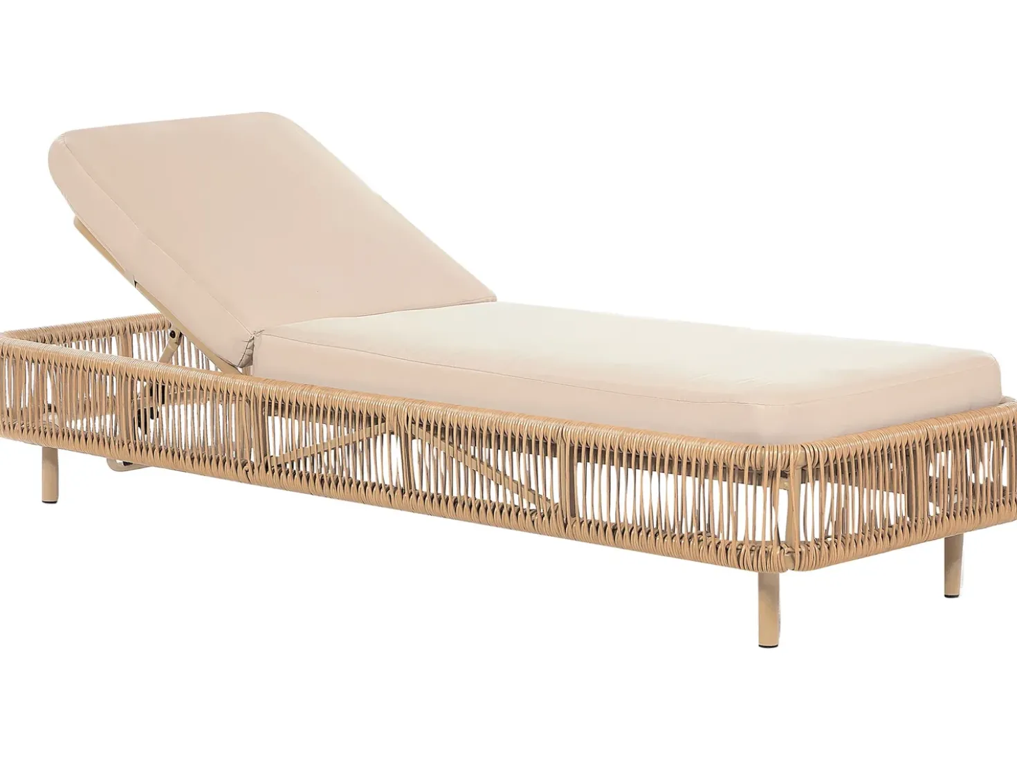 Lettino Prendisole con Cuscino OSINI Rattan sintetico (PE) Beige