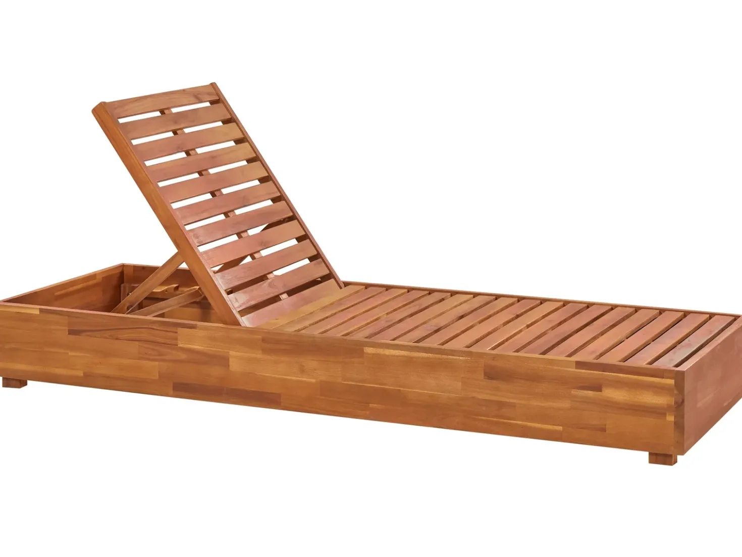 Lettino Prendisole con Cuscino FANANO Legno d'acacia Marrone