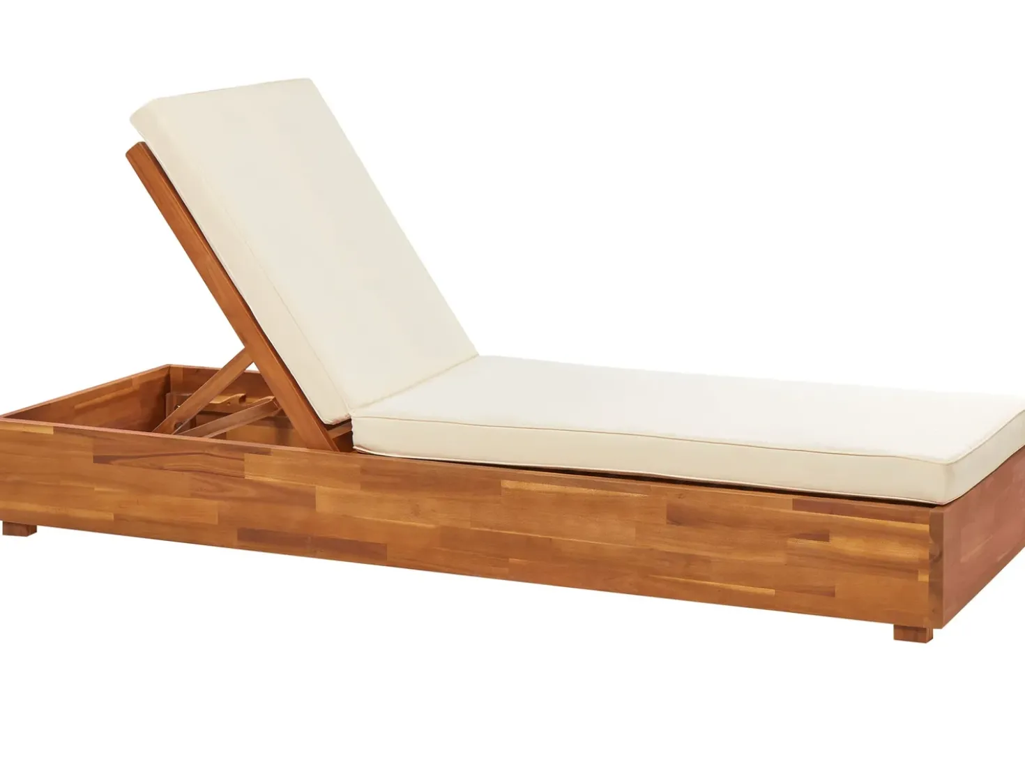 Lettino Prendisole con Cuscino FANANO Legno d'acacia Marrone