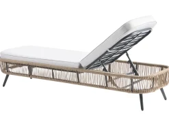 Lettino Prendisole con Cuscino ZERI Rattan sintetico (PE) Beige chiaro