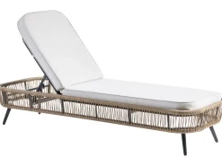 Lettino Prendisole con Cuscino ZERI Rattan sintetico (PE) Beige chiaro
