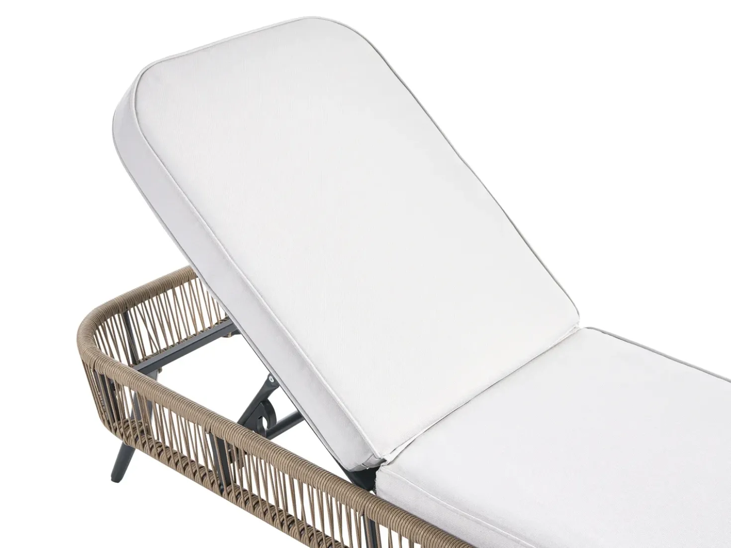 Lettino Prendisole con Cuscino ZERI Rattan sintetico (PE) Beige chiaro