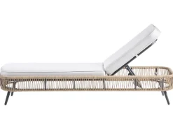 Lettino Prendisole con Cuscino ZERI Rattan sintetico (PE) Beige chiaro