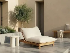 Lettino Prendisole con Cuscino SUNO Legno d'acacia Marrone chiaro