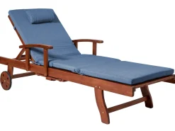 Lettino Prendisole con Cuscino TOSCANA PREMIUM Legno d'acacia Blu