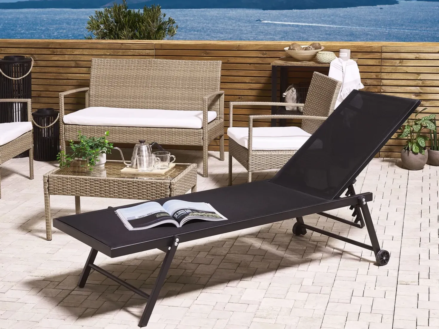 Lettino Prendisole PORTOFINO Metallo Nero