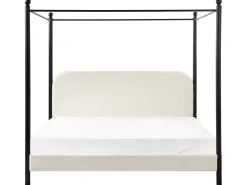 Letto a baldacchino Bouclé DANNEMOIS 180 x 200 cm Bianco sporco