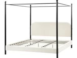 Letto a baldacchino Bouclé DANNEMOIS 180 x 200 cm Bianco sporco