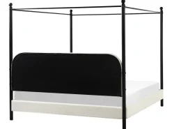 Letto a baldacchino Bouclé DANNEMOIS 180 x 200 cm Bianco sporco