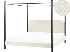 Letto a baldacchino Bouclé DANNEMOIS 180 x 200 cm Bianco sporco