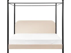 Letto a baldacchino Bouclé DANNEMOIS 180 x 200 cm Beige