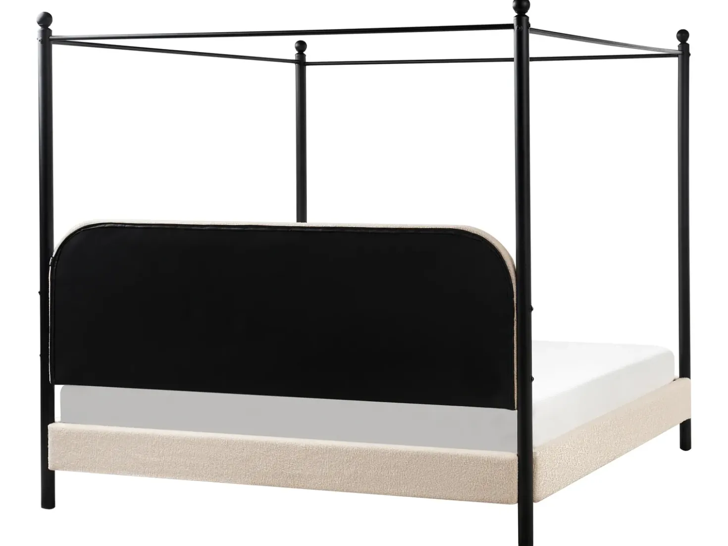 Letto a baldacchino Bouclé DANNEMOIS 180 x 200 cm Beige