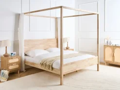 Letto a baldacchino Legno HAUTERIVES 180 x 200 cm Marrone chiaro